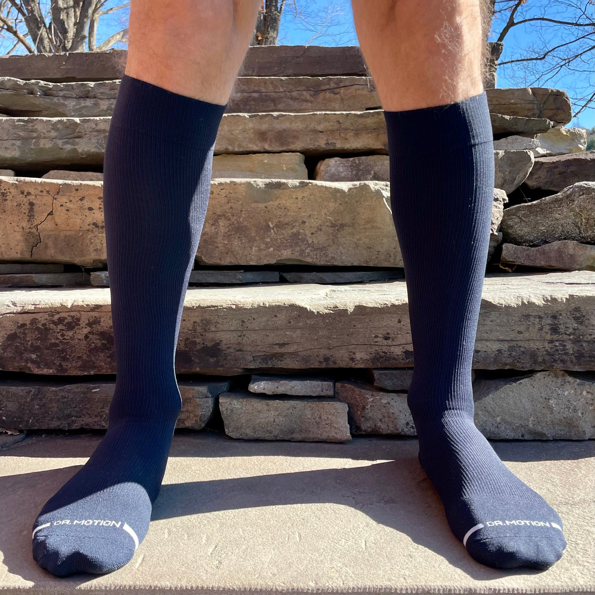 Solid Microfiber Nylon - Knee-High Compression Socks For Men | Dr. Motion