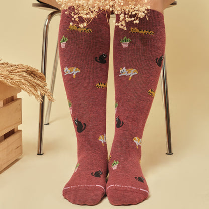 Cozy Cats - Knee-High Compression Socks For Women | Dr. Motion