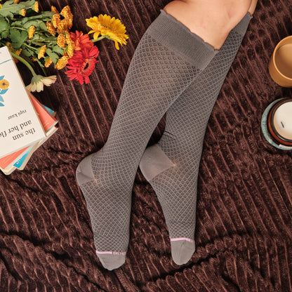 Neat Plaiting - Knee-High Moderate Compression Socks For Women | Dr. Motion