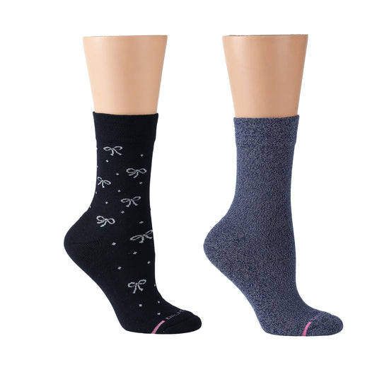Bows & Dots - Diabetic Half-Cushion Socks For Women | Dr. Motion