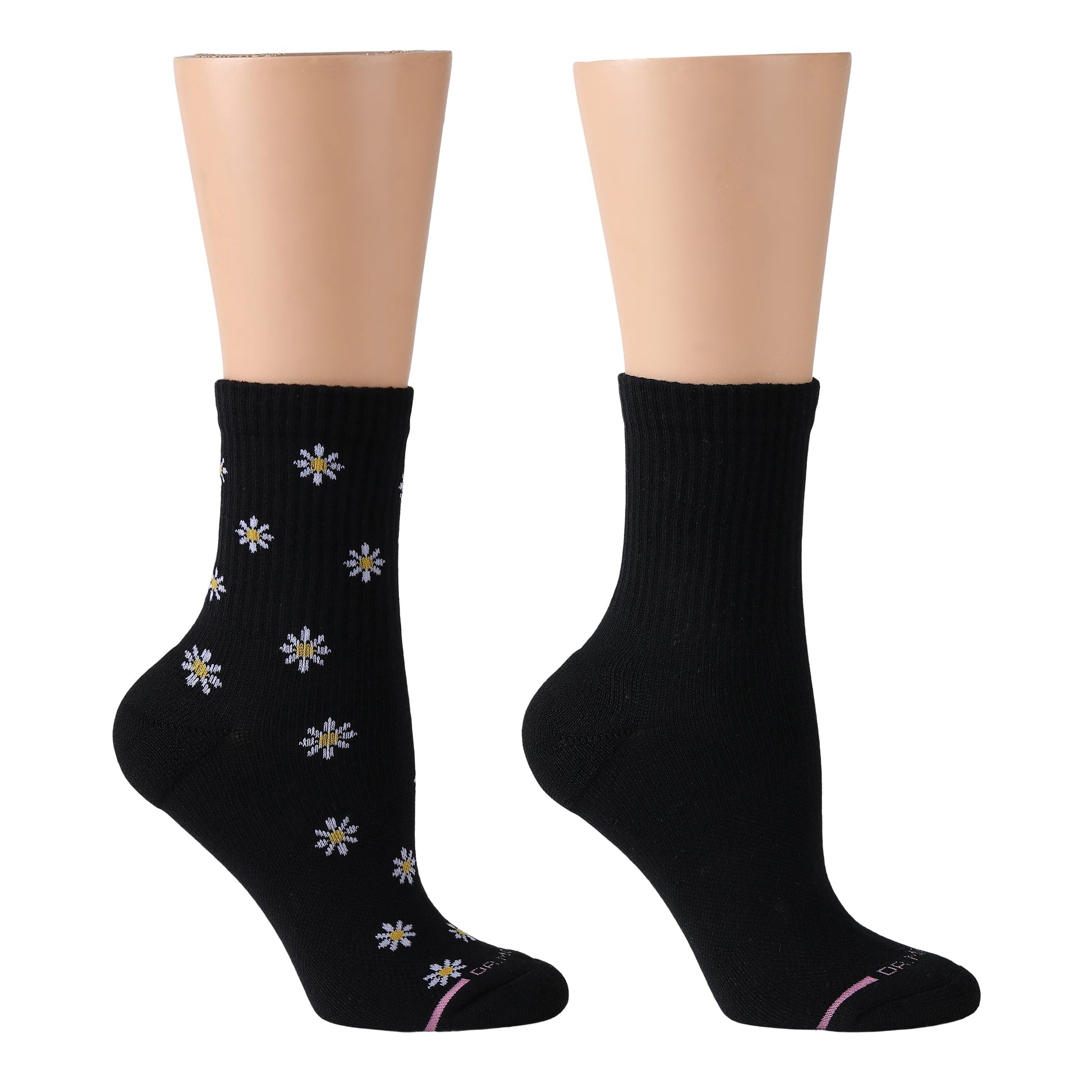 Mini Daisies Ribbed - Mid-Crew Compression Socks For Women | Dr. Motion