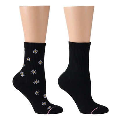 Mini Daisies Ribbed - Mid-Crew Compression Socks For Women | Dr. Motion