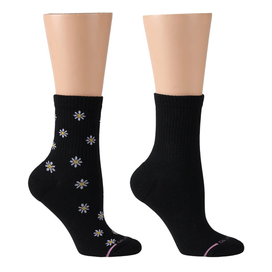 Mini Daisies Ribbed - Mid-Crew Compression Socks For Women | Dr. Motion