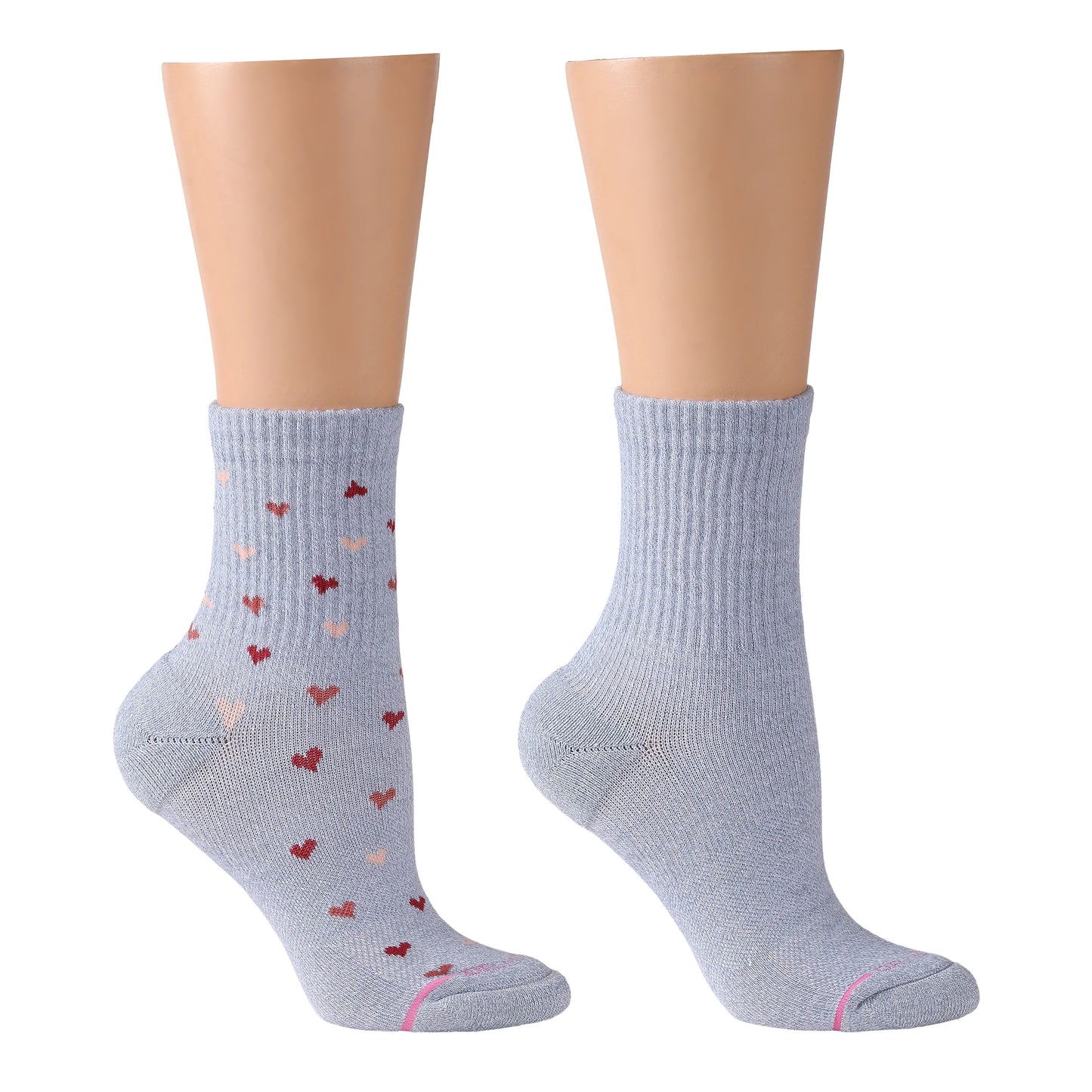 Mini Hearts Ribbed - Mid-Crew Compression Socks For Women | Dr. Motion