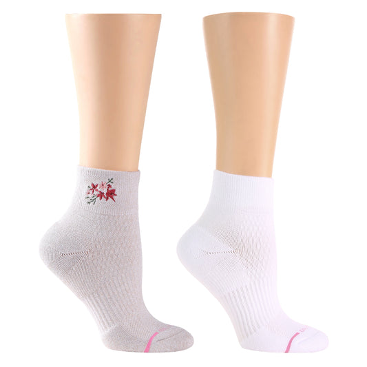Autumn Bouquet Embroidery - Quarter Compression Socks For Women | Dr. Motion