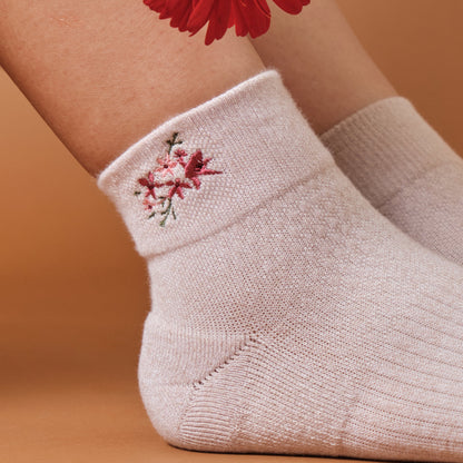 Autumn Bouquet Embroidery - Quarter Compression Socks For Women | Dr. Motion