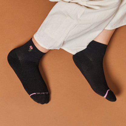 Rose Embroidery - Quarter Compression Socks For Women | Dr. Motion
