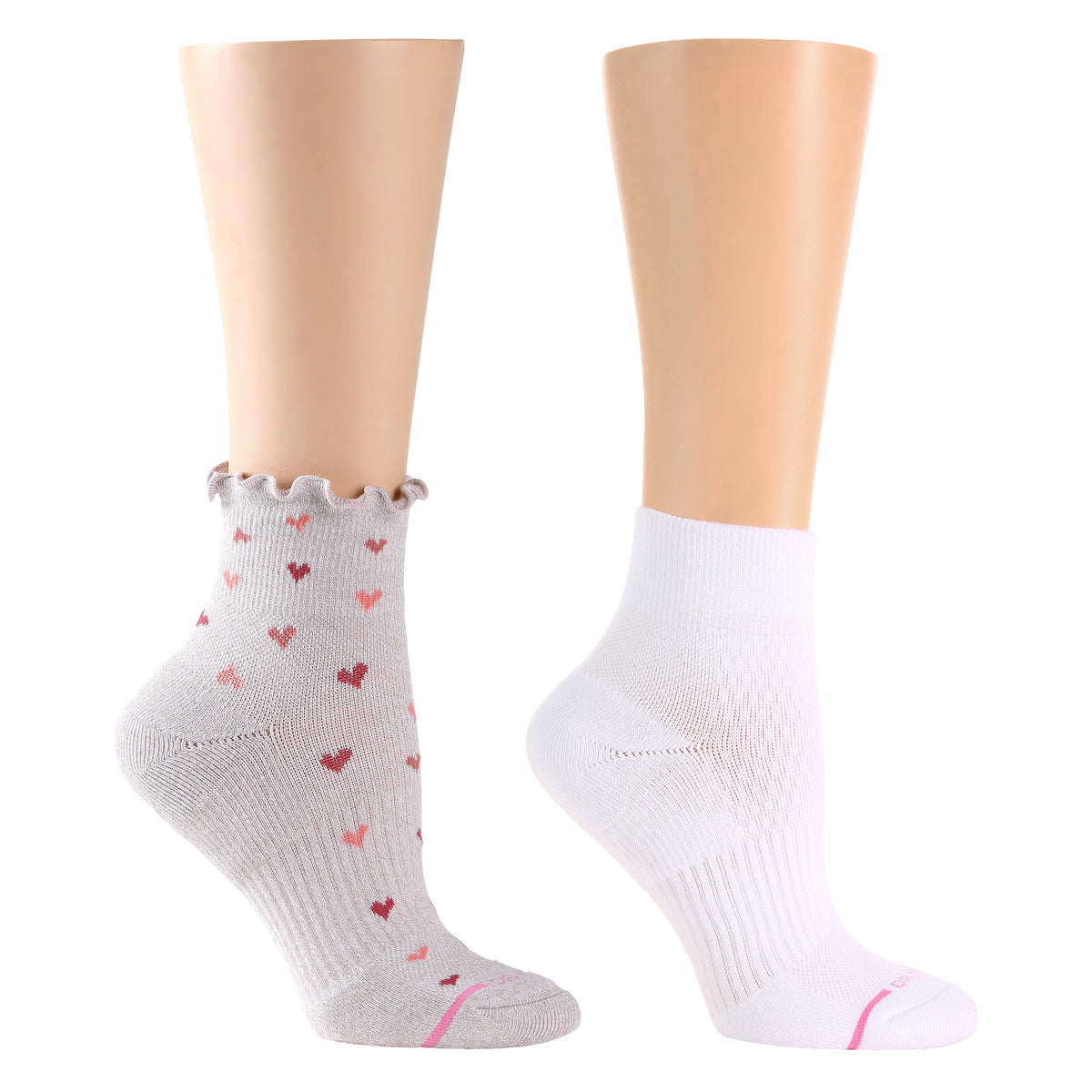All Over Hearts Lettuce Edge - Quarter Compression Socks For Women | Dr. Motion