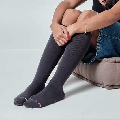 Solid Cotton Blend - Knee-High Compression Socks For Women | Dr. Motion