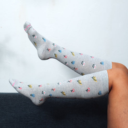 Fancy Floral - Knee-High Compression Socks For Women | Dr. Motion