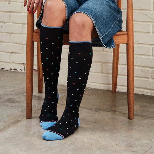 Mini Hearts - Knee-High Compression Socks For Women | Dr. Motion
