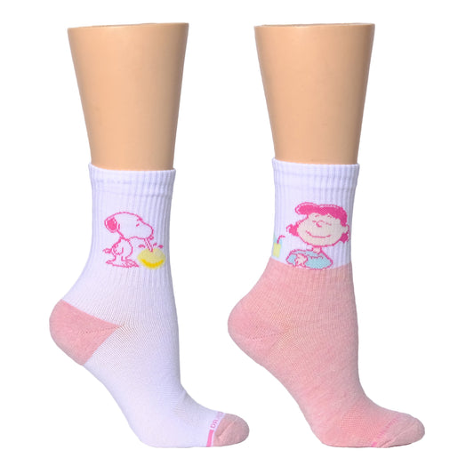 Snoopy Lemon Sip Ribbed - Mid-Crew Compression Socks For Women | Dr. Motion
