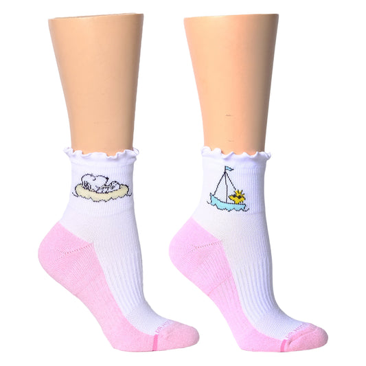 Snoopy Beachlife Lettuce Edge - Quarter Compression Socks For Women | Dr. Motion