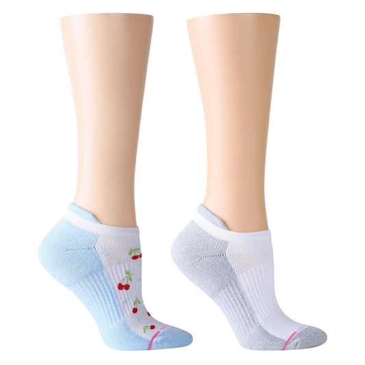 Cherry Mini Hearts - Ankle Compression Socks For Women | Dr. Motion