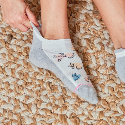 Cats All Over - Ankle Compression Socks For Women | Dr. Motion