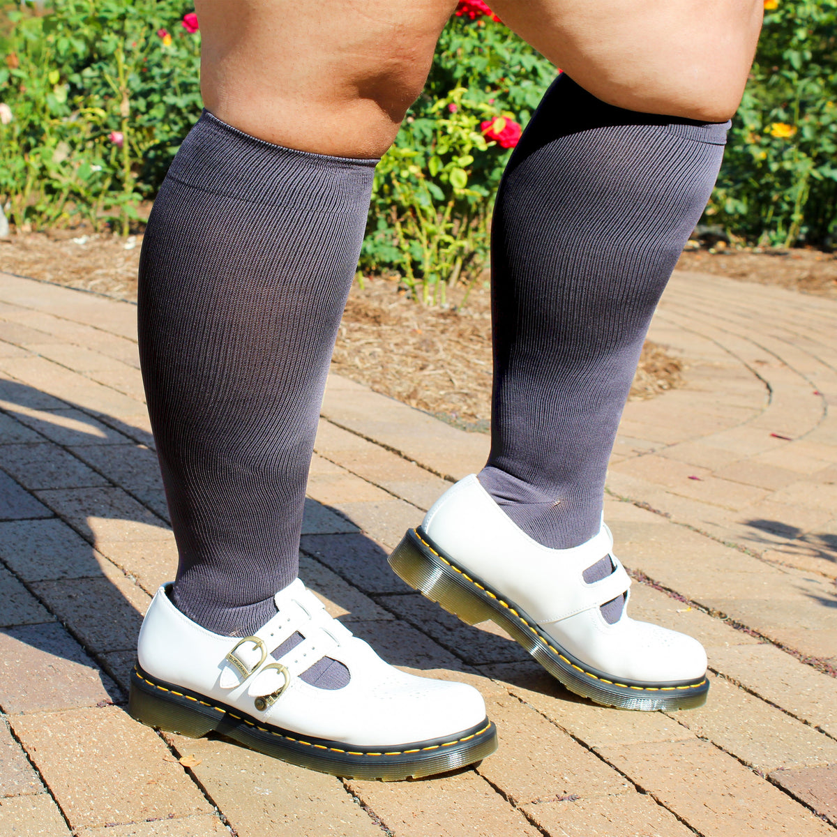 Cotton Basic Solid - Wide Calf Knee-High Compression Socks For Women | Dr. Motion