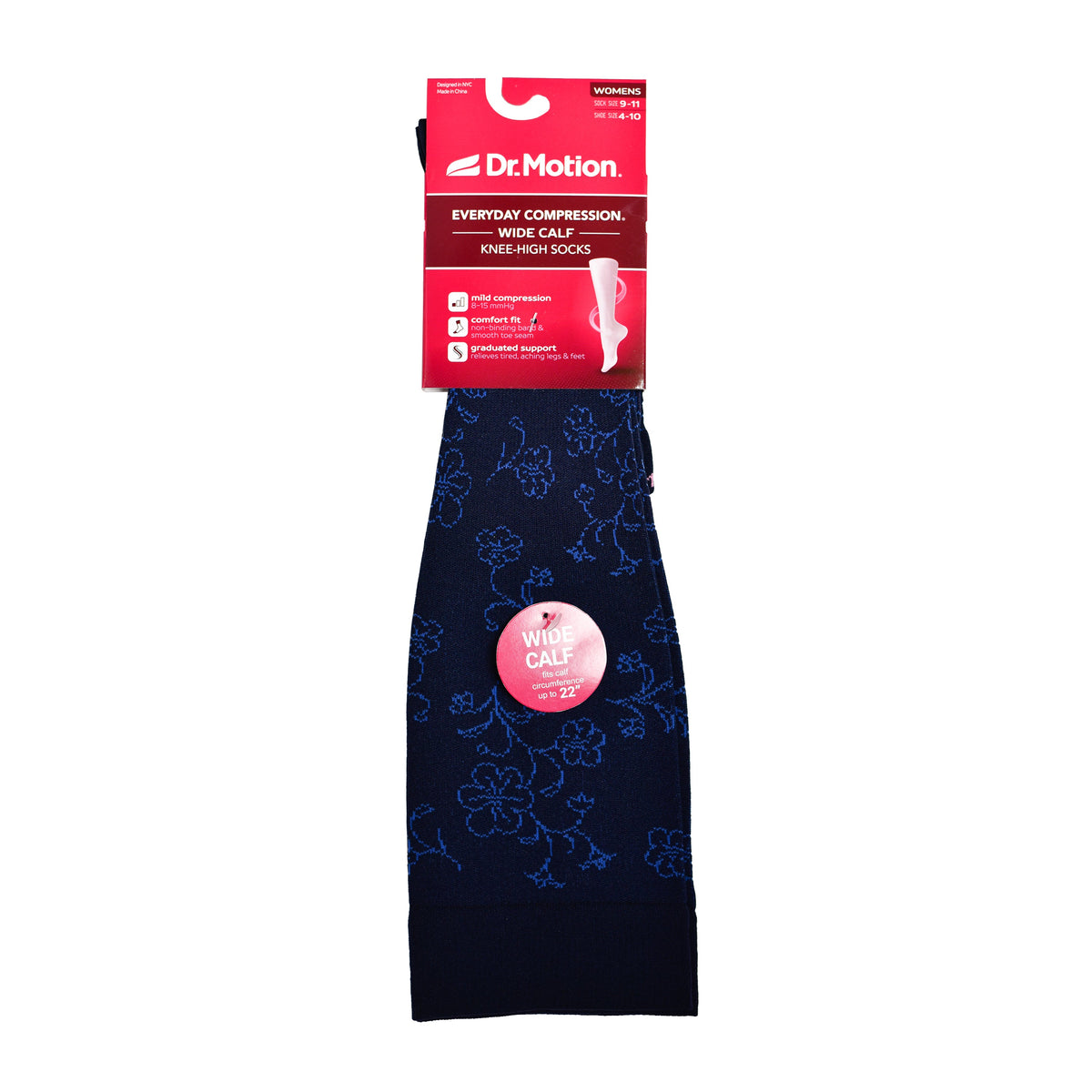 Floral Pattern - Wide Calf Knee-High Compression Socks For Women | Dr. Motion