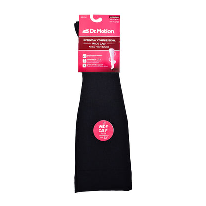 Nylon Basic Solid - Wide Calf Knee-High Compression Socks For Women | Dr. Motion