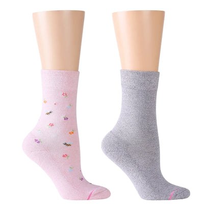Flowers And Bees - Diabetic Half Cushion Socks For Women | Dr. Motion