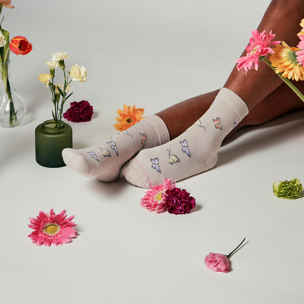 Butterflies - Diabetic Half Cushion Socks For Women | Dr. Motion