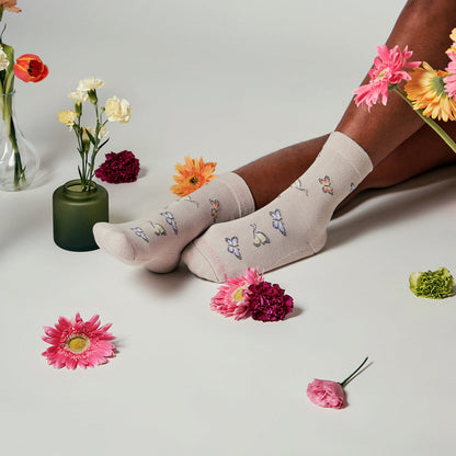Butterflies - Diabetic Half Cushion Socks For Women | Dr. Motion