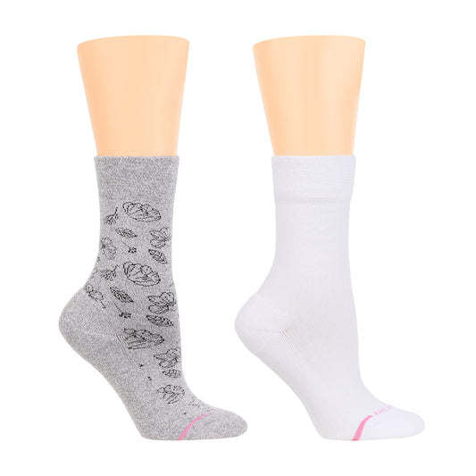 Floral Outline - Diabetic Half-Cushion Socks For Women | Dr. Motion