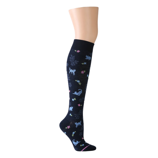 Cat Floral - Knee-High Compression Socks For Women | Dr. Motion