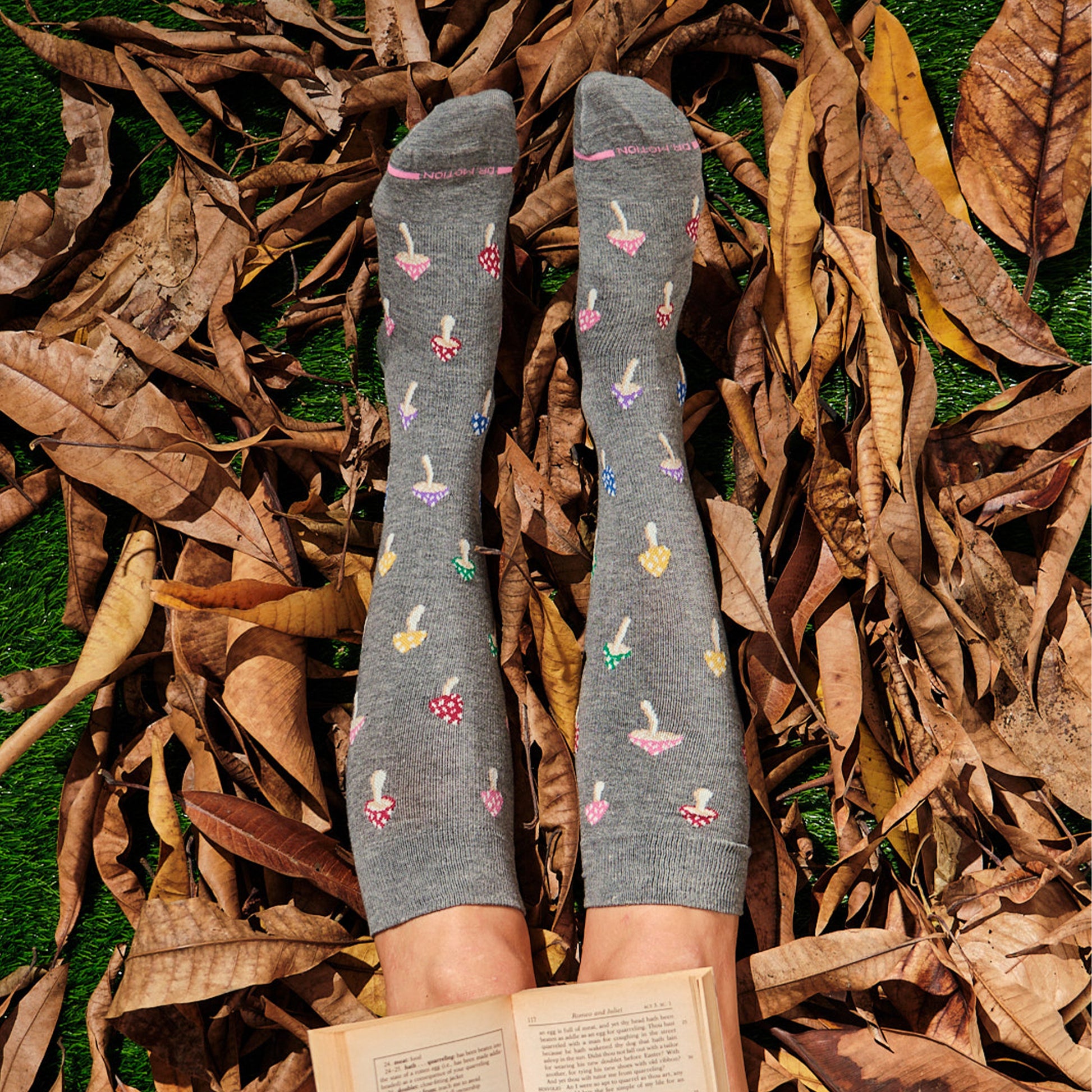 Colorful Shrooms - Knee-High Compression Socks For Women | Dr. Motion