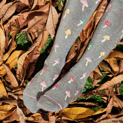 Colorful Shrooms - Knee-High Compression Socks For Women | Dr. Motion