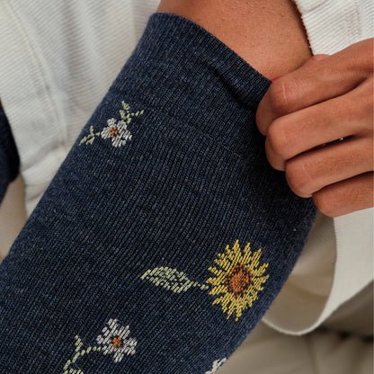 Ditsy Sunflower - Knee-High Compression Socks For Women | Dr. Motion