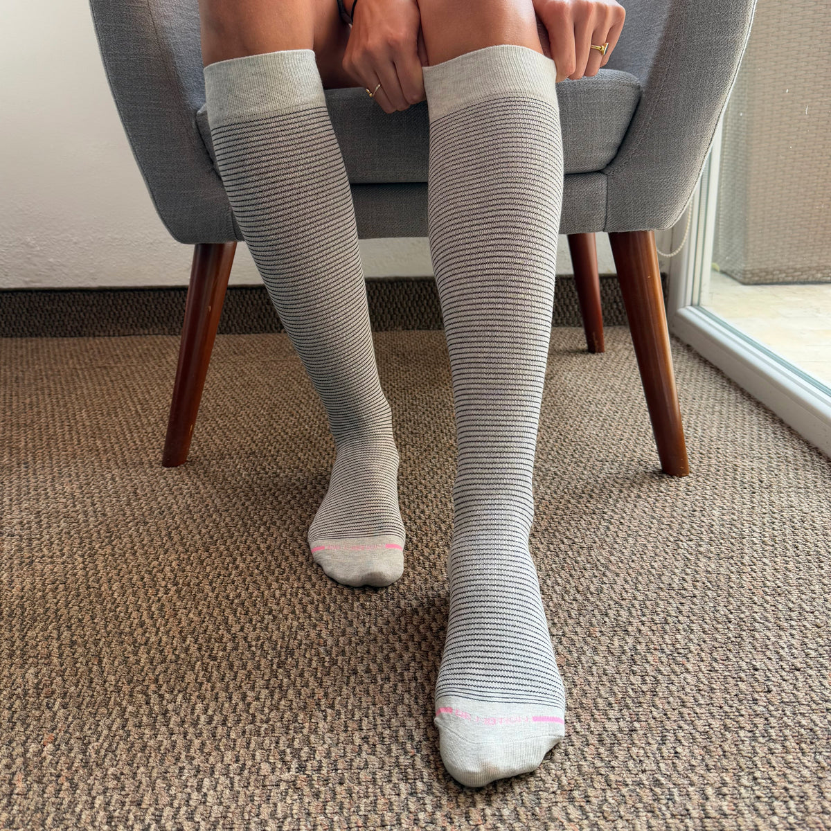 Microstripe - Knee-High Compression Socks For Women | Dr. Motion