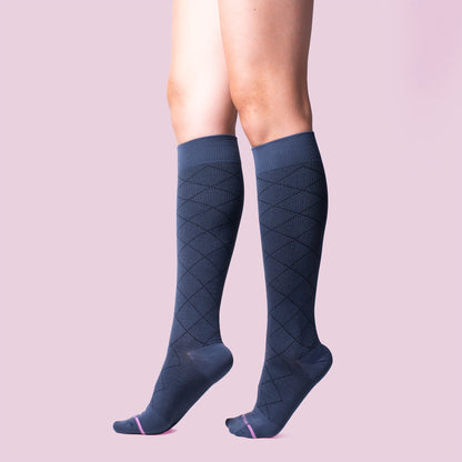 Diamond Pattern - Knee-High Compression Socks For Women | Dr. Motion