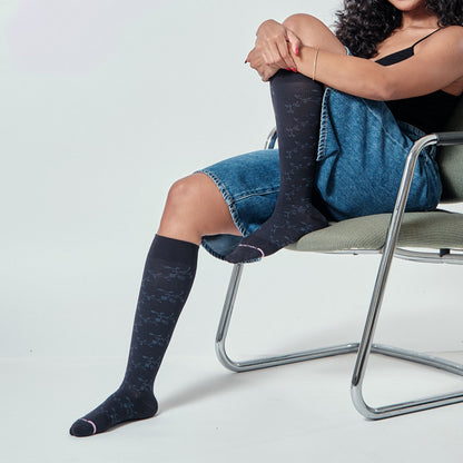 Floral Texture - Knee-High Compression Socks For Women | Dr. Motion