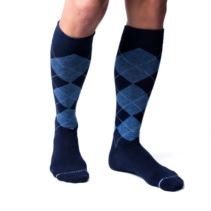 Classic Argyle - Knee-High Compression Socks For Men | Dr. Motion