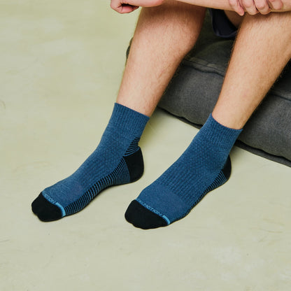 Back Stripes Ribbed Cuff - Quarter Compression Socks For Men | Dr. Motion